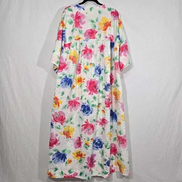 USA Vintage 70's Cottagecore Multicolor Floral Maxi Dress by MISS ELAINE Size XL - Picture 3 of 17